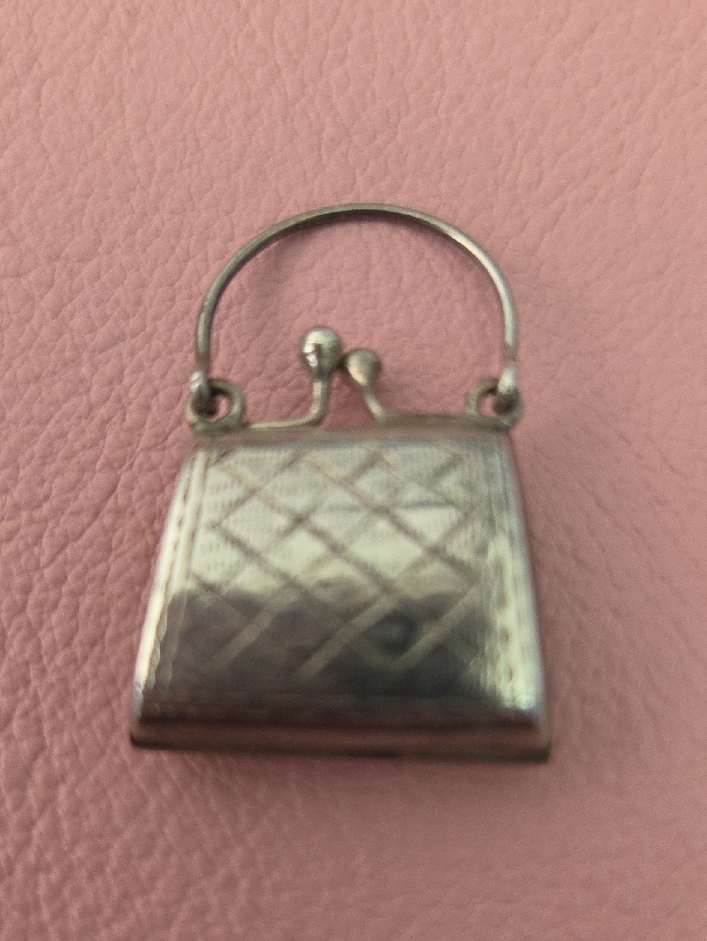 Silver Mini Quilted Handbag Charm
